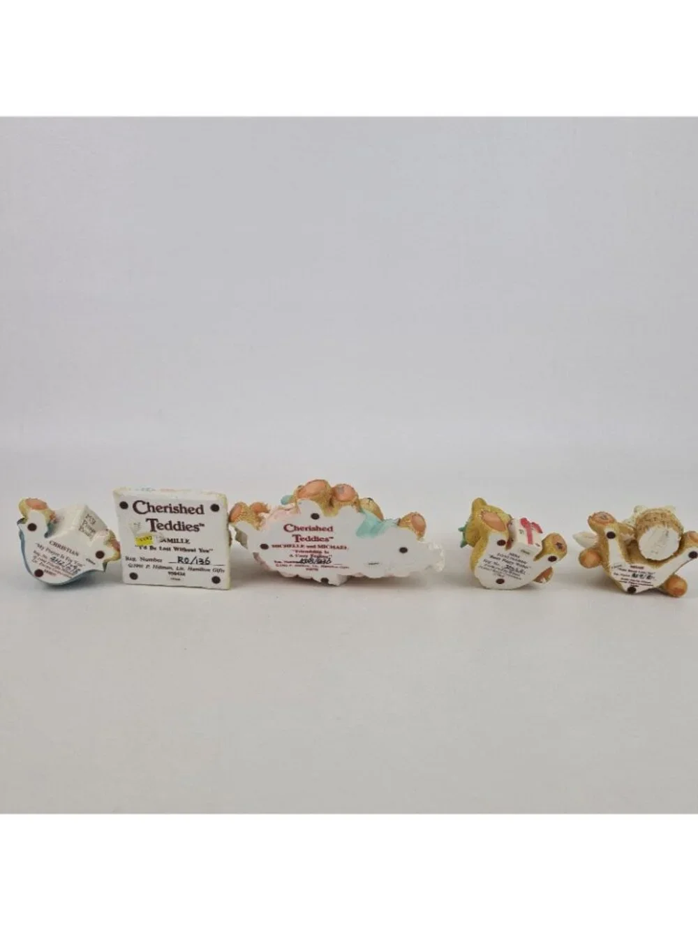 Set Of 5 Cherished Teddies Nina Bessie Christian 103837 Porcelain Figurines